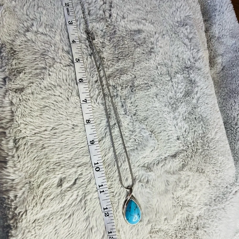 Lia Sophia Silver Necklace with Turquoise Pendant - Picture 4 of 4